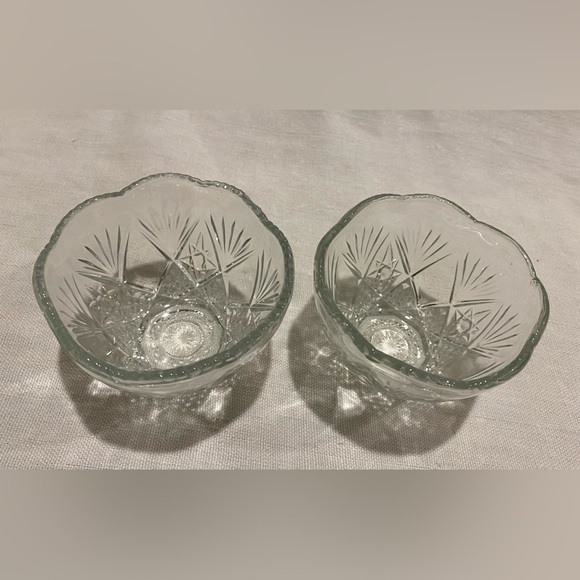 Vintage 2 PineCut Collection Crystal Cut Glass Candle Holder/Nut Bowl/ice cream - Picture 2 of 6